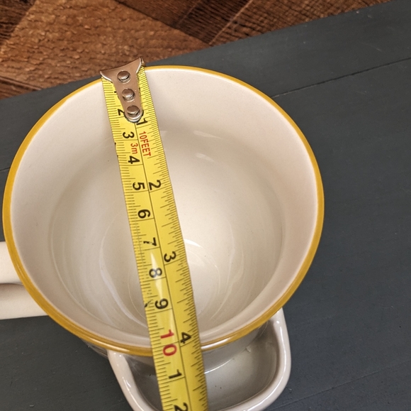 CREATIVE CO-OP Brand TEACUP Caddy Yellow and Cream Art Deco Floral Design - Picture 8 of 8